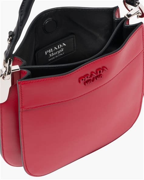 Fiery Red/black Small Leather Prada Margit bag 